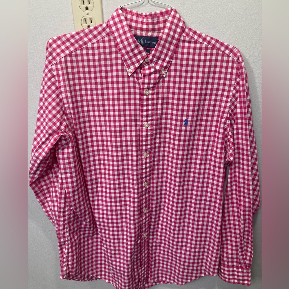 Polo by Ralph Lauren - casual button down - large - pink/white gingham